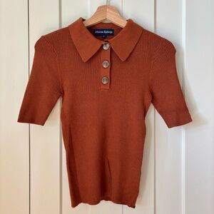 Princess Highway Size Small Burnt Orange Preppy Short Sleeve Ribbed Knit Top